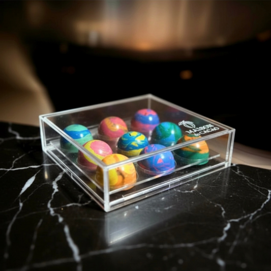 Caixa de acrílico super luxo com 9 bombons